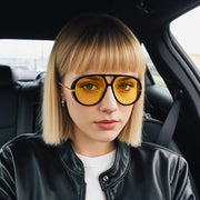 ÉÌƷͼƬ 22 | B0F8N8W8JM | FEISEDY Oversized Aviator Sunglasses With Earring Design for Women Large Big Frame Luxury Designer Shades for Ladies B0296