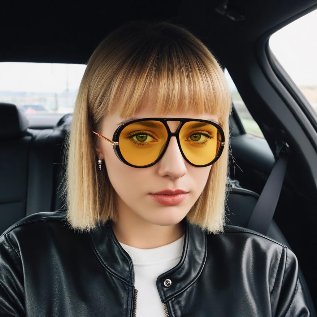 ÉÌƷͼƬ 22 | B0F8N8W8JM | FEISEDY Oversized Aviator Sunglasses With Earring Design for Women Large Big Frame Luxury Designer Shades for Ladies B0296