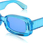 Blue / 68 Millimeters | B0B12GMNNN | FEISEDY Rectangle Sunglasses for Women Men Retro Y2k 90s Thick Frame Chunky Square Sunglasses UV400 Protection B2307