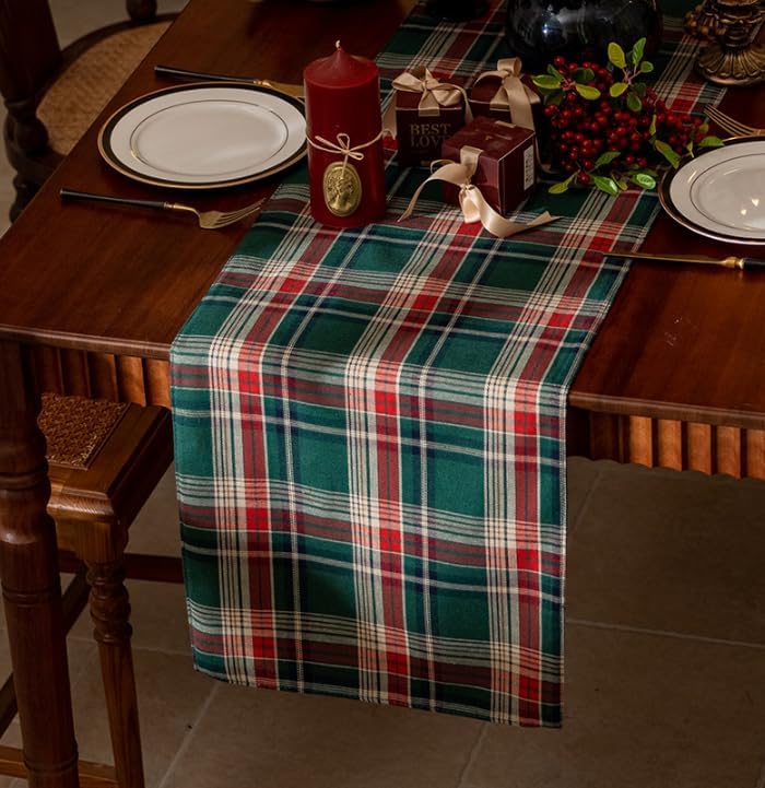 商品图片 3 | B0FYDXJR58 | Plaid Christmas Table Runner, Winter Holiday Table Runners, 11.8x70.9 Inch Dining Table Decor for Home Party Indoor Outdoor