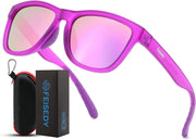 Matte Purple/Purple Mirrored / 49 Millimeters | B0HFJRBDQJ | FEISEDY Polarized Sunglasses Women Men Sports Lightweight Sun Glasses B1423
