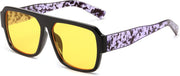Black Frame & Yellow Lens / 57 Millimeters | B0D3LXVF1J | FEISEDY Square Sunglasses for Women Men Rectangle Classic Sunglasses Designer Thick Frame Shades Sun Glasses UV400 B0166