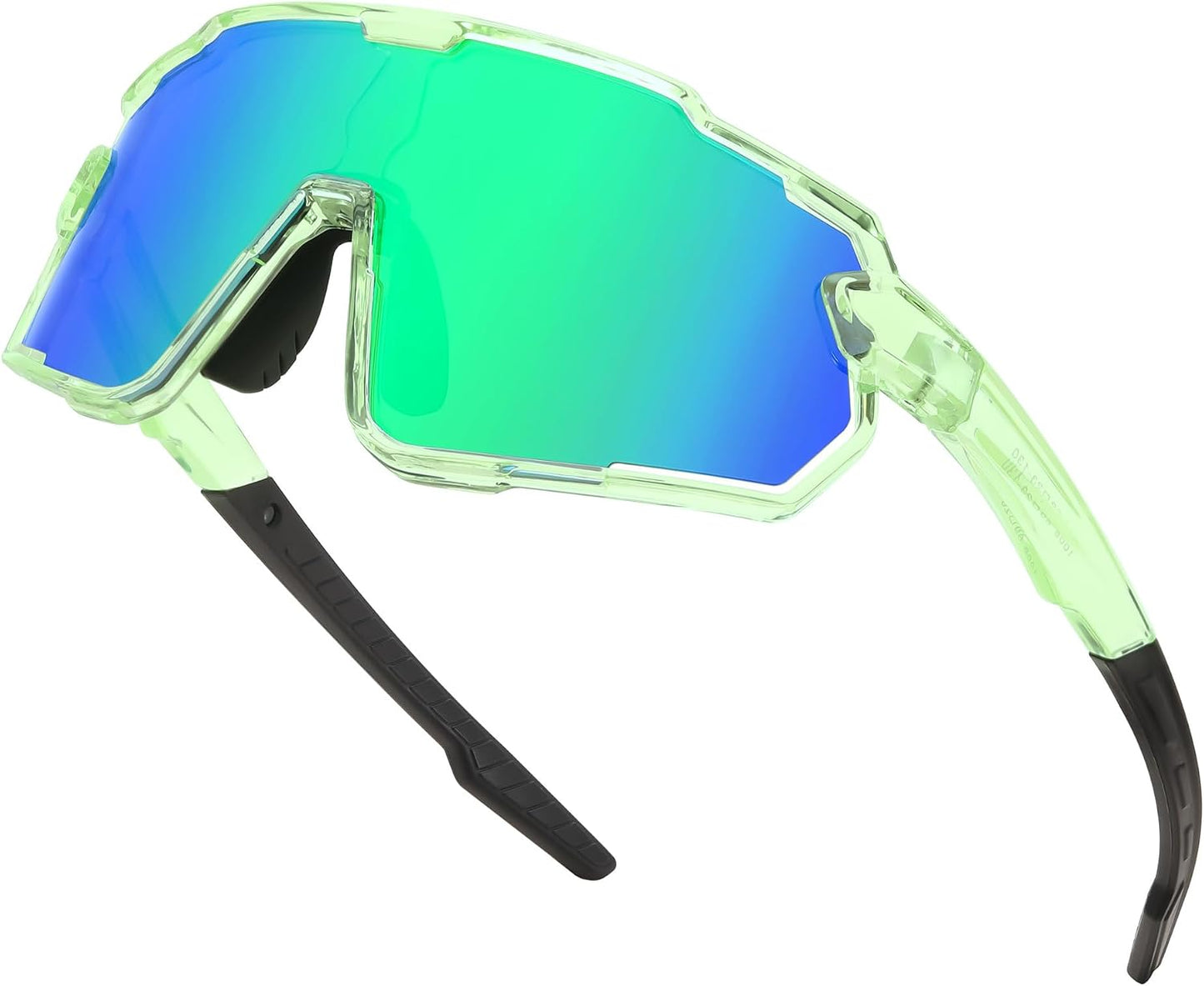Transparent Green Frame Green Mirrored Lens / Small | B0D6XP862Z | FEISEDY Kids Teens Baseball Polarized Sunglasses Lightweight Frame UV400 Sports Cycling Shades for Boys Girls B0190