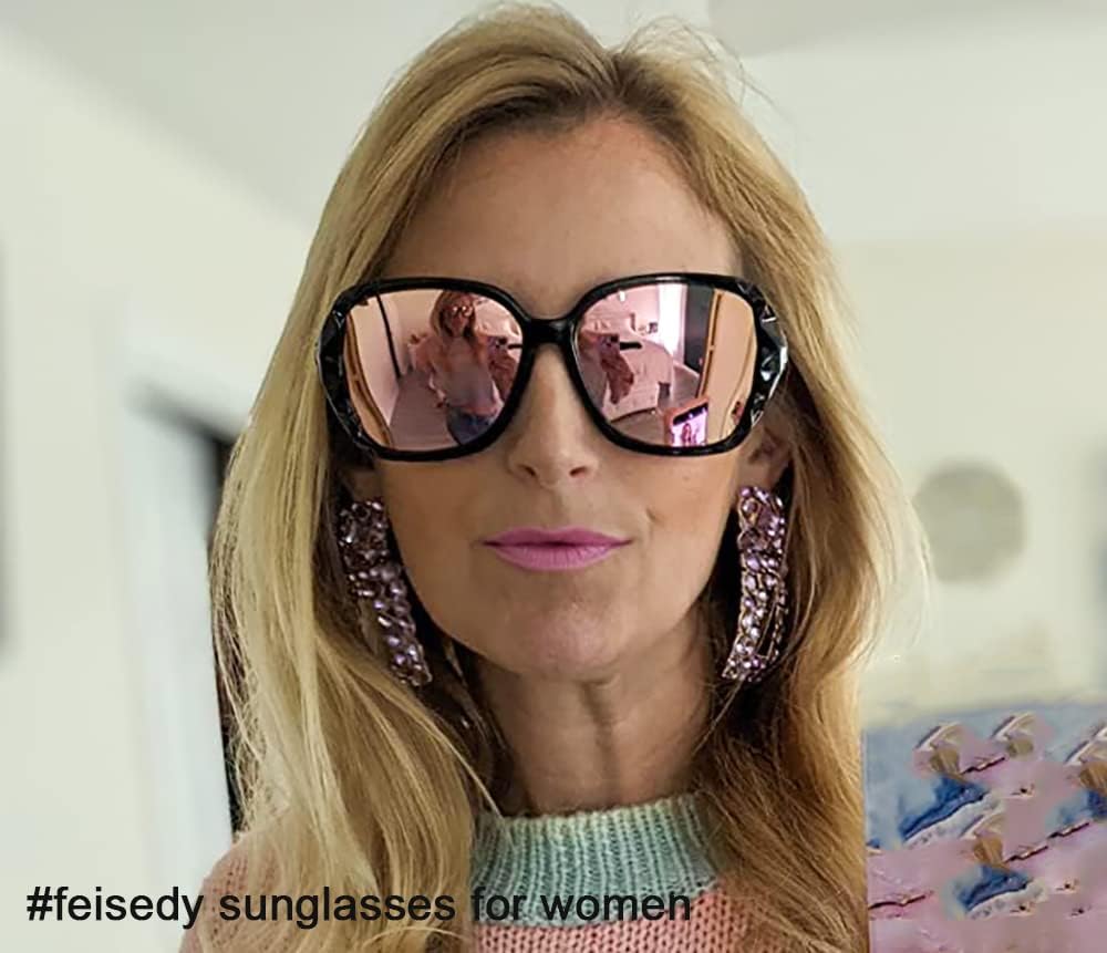 商品图片 11 | B079GT4RXH | FEISEDY Polarized Women Square Sunglasses Sparkling Composite Shiny Frame B2289