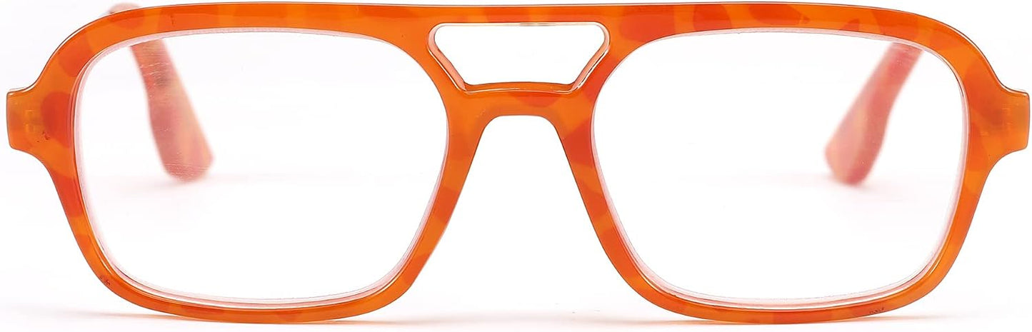 商品图片 16 | B0C65DXFMC | FEISEDY Retro Square Blue Light Blocking Reading Glasses for Women Men 70s Flat Aviator Glasses Anti-Fatigue Reader B2993