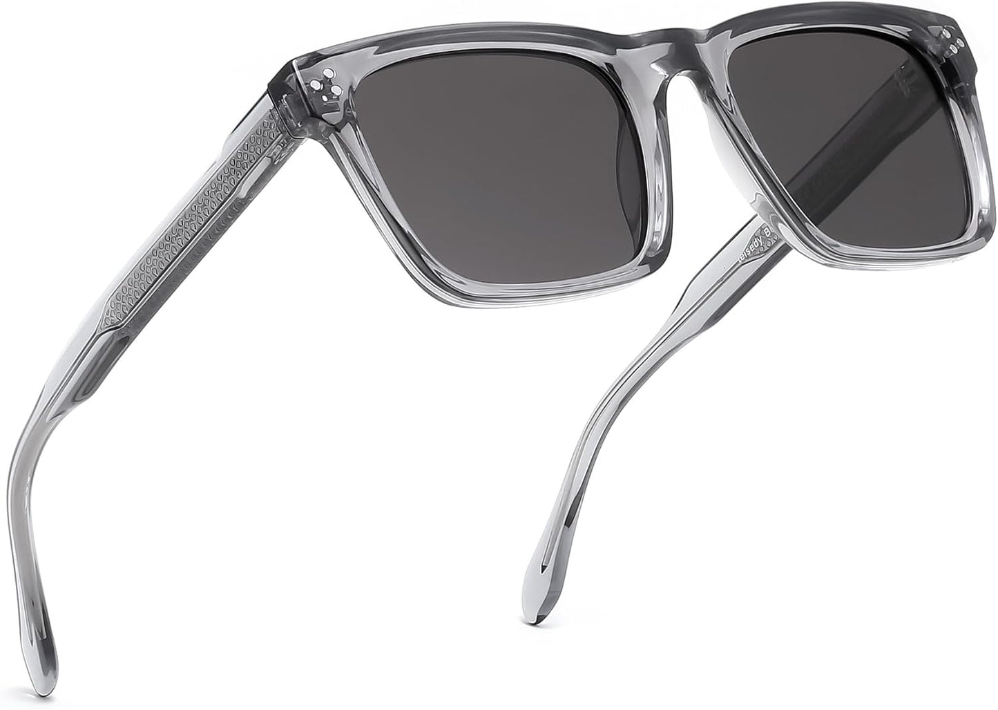 Grey/Grey / 52 Millimeters | B0FHDCSHQC | FEISEDY Trendy Square Polarized Sunglasses For Men Women Thick Frame B0294
