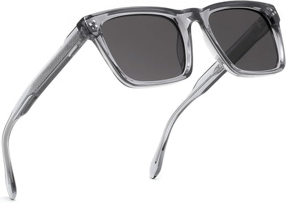 Grey/Grey / 52 Millimeters | B0FHDCSHQC | FEISEDY Trendy Square Polarized Sunglasses For Men Women Thick Frame B0294