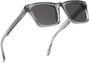 Grey/Grey / 52 Millimeters | B0FHDCSHQC | FEISEDY Trendy Square Polarized Sunglasses For Men Women Thick Frame B0294