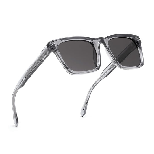 FEISEDY Trendy Square Polarized Sunglasses For Men Women Thick Frame B0294 | 100% UV400 protection, Unique metal-core temples