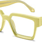 003 - Yellow / 53 Millimeters | B0CDBG57HM | FEISEDY Oversized Blue Light Glasses for Women Men TR90 Retro Square Anti Eyestrain Glasses Rectangle Fashion Frame B0037