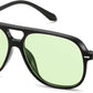 Black & Light Green / 56 Millimeters | B0H1W65L1W | FEISEDY Retro Square Aviator Sunglasses Women Men Double Bridge B0443