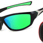 Black Frame/Green Mirrored Lens / 70 Millimeters | B0FC2FBCDV | FEISEDY Classic Men Polarized Sports Sunglasses Night Driving Yellow Lenses Cycling Fishing Driving Glasses B2674