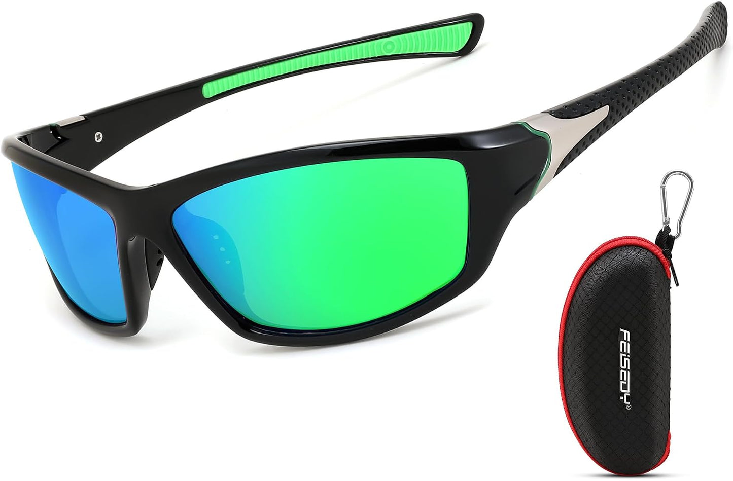 Black Frame/Green Mirrored Lens / 70 Millimeters | B0FC2FBCDV | FEISEDY Classic Men Polarized Sports Sunglasses Night Driving Yellow Lenses Cycling Fishing Driving Glasses B2674