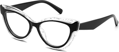 Transparent Black / 50 Millimeters | B0D56J51G7 | FEISEDY Blue Light Blocking Glasses Women Vintage Cat Eye Frame Anti Fatigue B0169