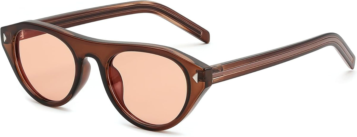 Transparent Brown / 51 Millimeters | B0GSYT5Y7S | FEISEDY Retro Oval Cat Eye Sunglasses for Women Men B0411