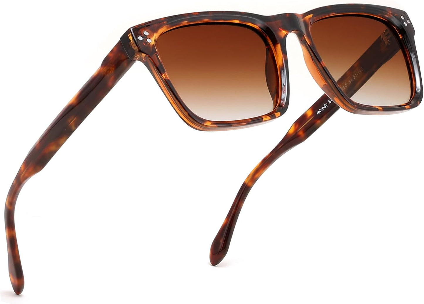 Leopard/Brown / 52 Millimeters | B0FHCH4SY8 | FEISEDY Trendy Square Polarized Sunglasses For Men Women Thick Frame B0294