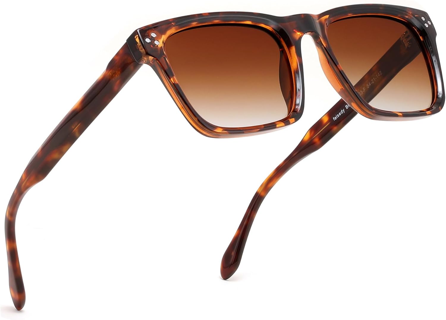 Leopard/Brown / 52 Millimeters | B0FHCH4SY8 | FEISEDY Trendy Square Polarized Sunglasses For Men Women Thick Frame B0294