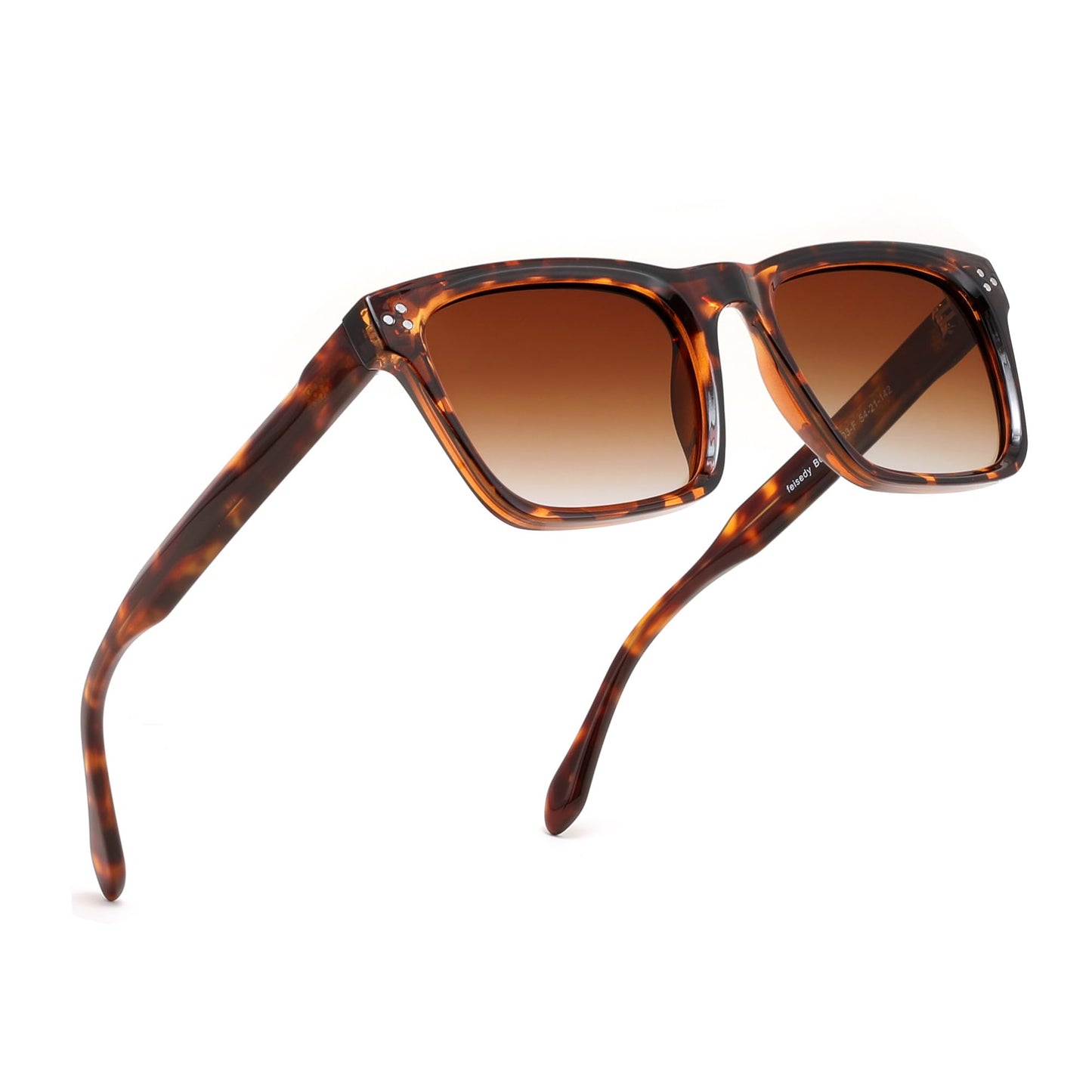 FEISEDY Trendy Square Polarized Sunglasses For Men Women Thick Frame B0294 | 100% UV400 protection, Unique metal-core temples