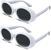 2pack(white,black+white,black) / 51 Millimeters | B0FJDT46K9 | FEISEDY Sunglasses White Oval Clout Goggles for Women Men Retro Round Trendy Rimmed Clueless Costume Frame B2253