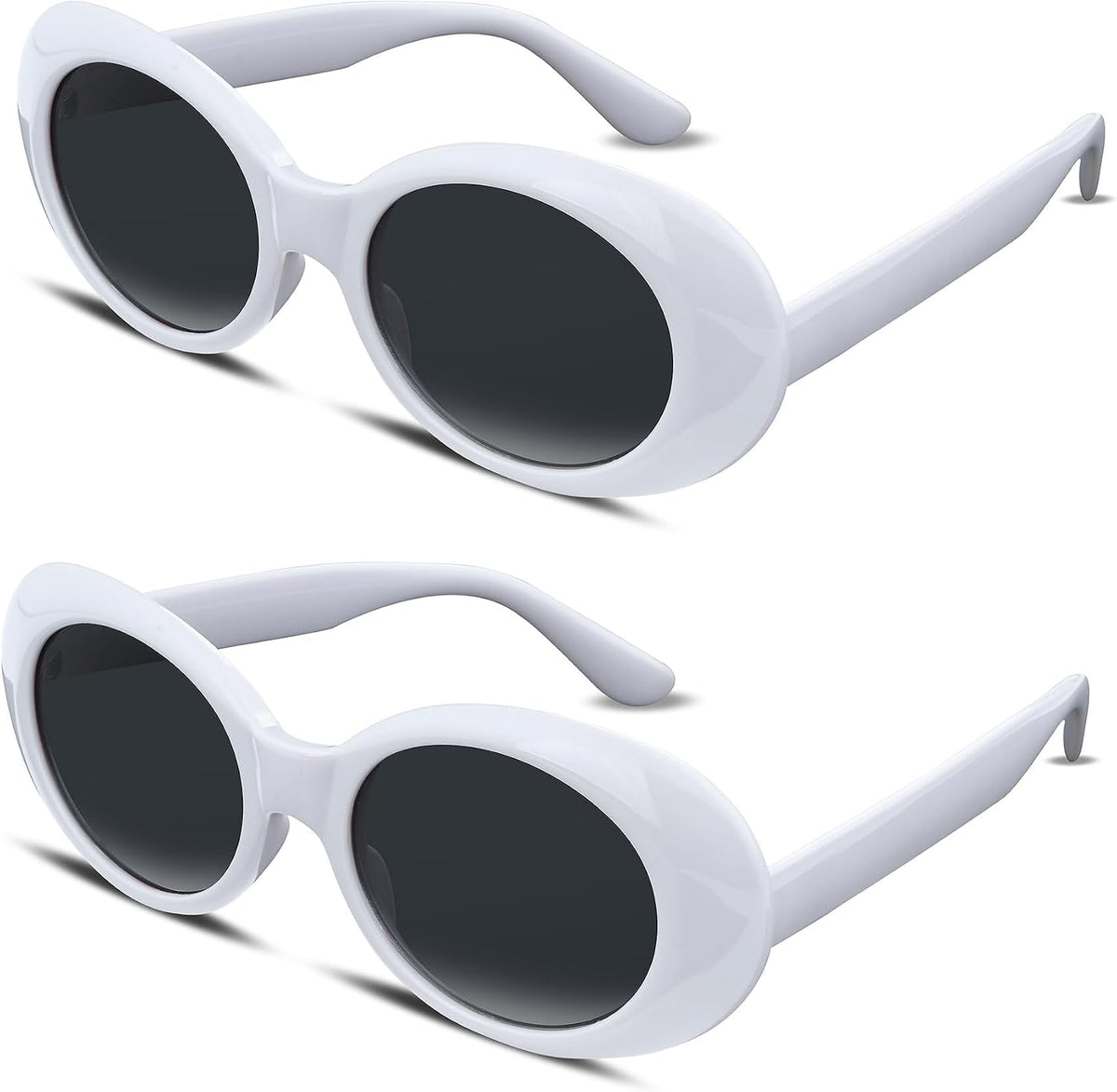 2pack(white,black+white,black) / 51 Millimeters | B0FJDT46K9 | FEISEDY Sunglasses White Oval Clout Goggles for Women Men Retro Round Trendy Rimmed Clueless Costume Frame B2253