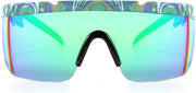 C05 Green Marble / 56 Millimeters | B087F78H7W | FEISEDY Oversized Mirror Shield Sport 80s Sunglasses Ski Goggles Flat Top One Piece Futuristic Visor Women Men B2522