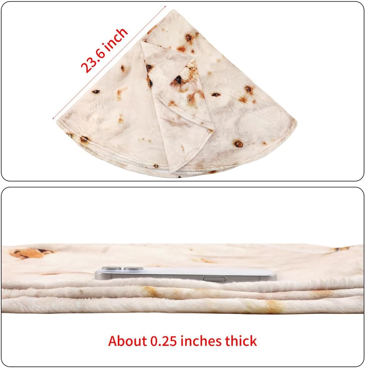 商品图片 7 | B0FMK1Z1BG | Burritos Tortilla Blanket, Tortilla Wrap Novelty Funny Soft Round Blanket (Beige, 47 inches)