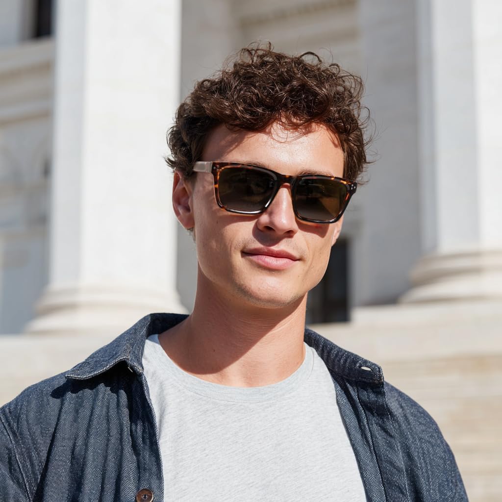 商品图片 29 | B0FHD6DJB5 | FEISEDY Trendy Square Polarized Sunglasses For Men Women Thick Frame B0294