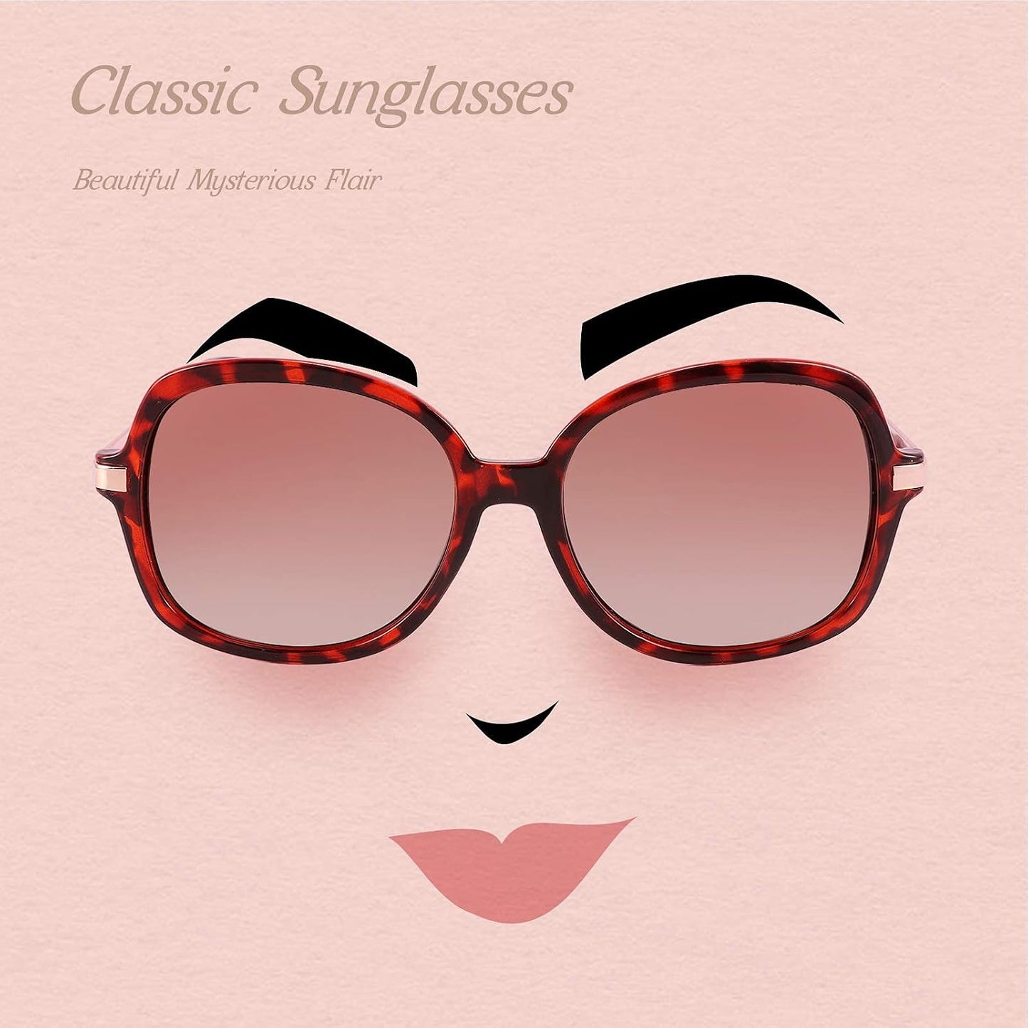 商品图片 13 | B08QDD5B67 | FEISEDY Classic Womens Elegant Polarized Sunglasses Ladies Wide Square Sunglasses Shades B2683