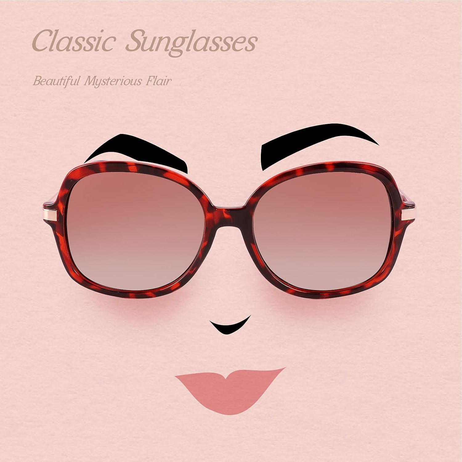 商品图片 13 | B08QDD5B67 | FEISEDY Classic Womens Elegant Polarized Sunglasses Ladies Wide Square Sunglasses Shades B2683