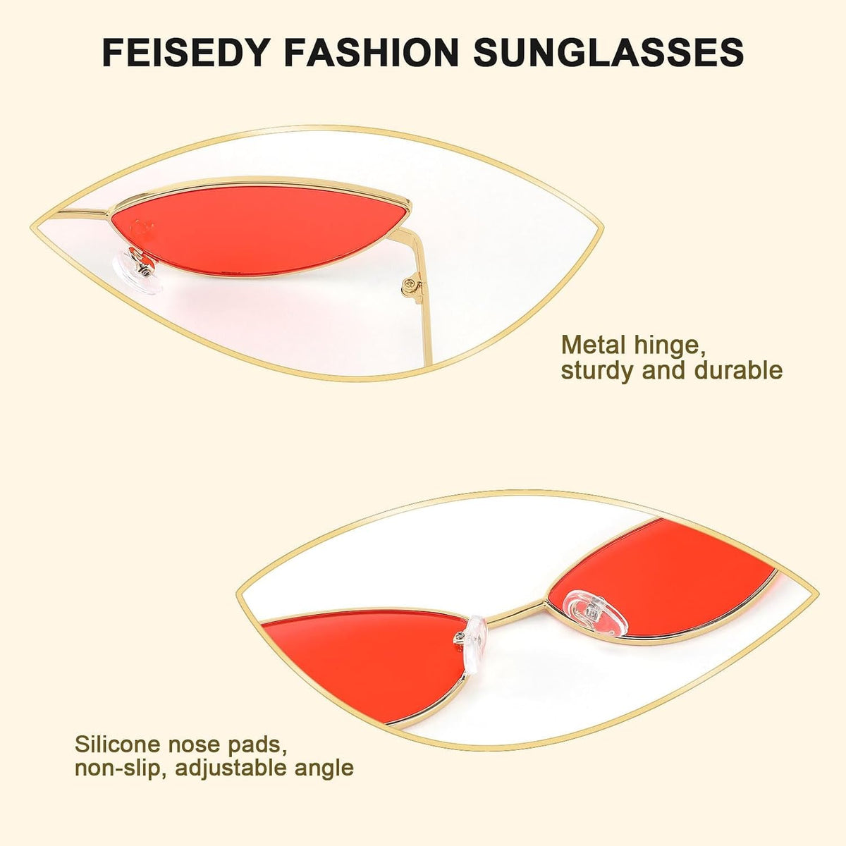 ÉÌƷͼƬ 41 | B0CNZ29R9R | FEISEDY Y2K Sunglasses for women Men Fashion Cateye Designer B2298