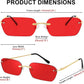商品图片 59 | B0CY2Q4VW1 | FEISEDY Rimless Sunglasses Y2K Retro Small Narrow Rectangle Shades B2643