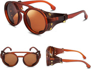 ÉÌƷͼƬ 32 | B09WN3J4YZ | FEISEDY Retro Round Steampunk Sunglasses Women Men Leatherwear B2532