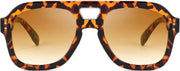 Leopard Frame & Tea Lens / 53 Millimeters | B09KV1BYSR | FEISEDY Aviator Sunglasses For Women Men Square Chunky Trendy Eyewear B2846