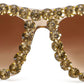Champagne / 52 Millimeters | B09V7WSDHH | FEISEDY Women Crystal Square Cat Eye Sunglasses Sparkling Trendy Retro Cateye Sunglasses B2898
