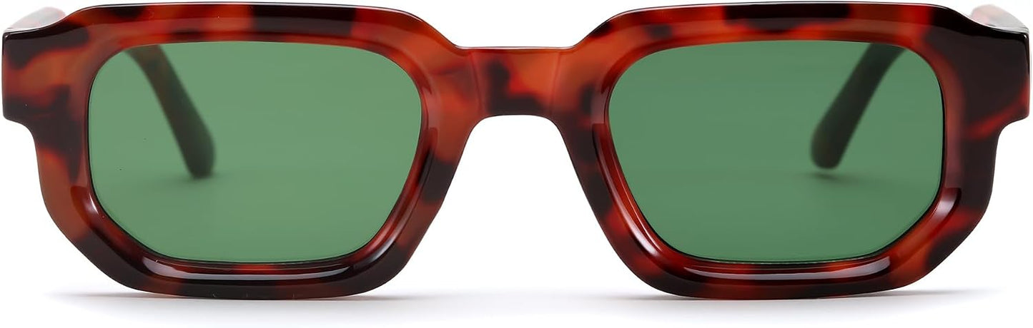 商品图片 3 | B0D7H6TB3G | FEISEDY Retro Small Rectangle Sunglasses Women Men Fashion Thick Frame Chunky Square Shades B0202