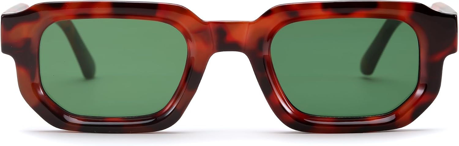 商品图片 3 | B0D7H6TB3G | FEISEDY Retro Small Rectangle Sunglasses Women Men Fashion Thick Frame Chunky Square Shades B0202