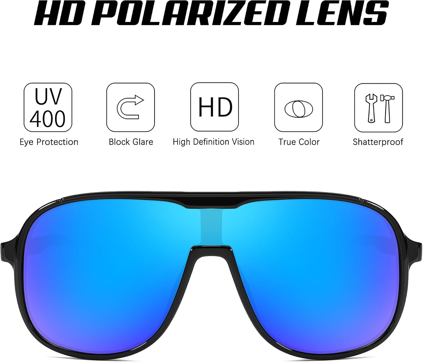 商品图片 6 | B0DSV55WLM | FEISEDY Polarized Sunglasses Men Women Mirrored One Piece Lens B0277