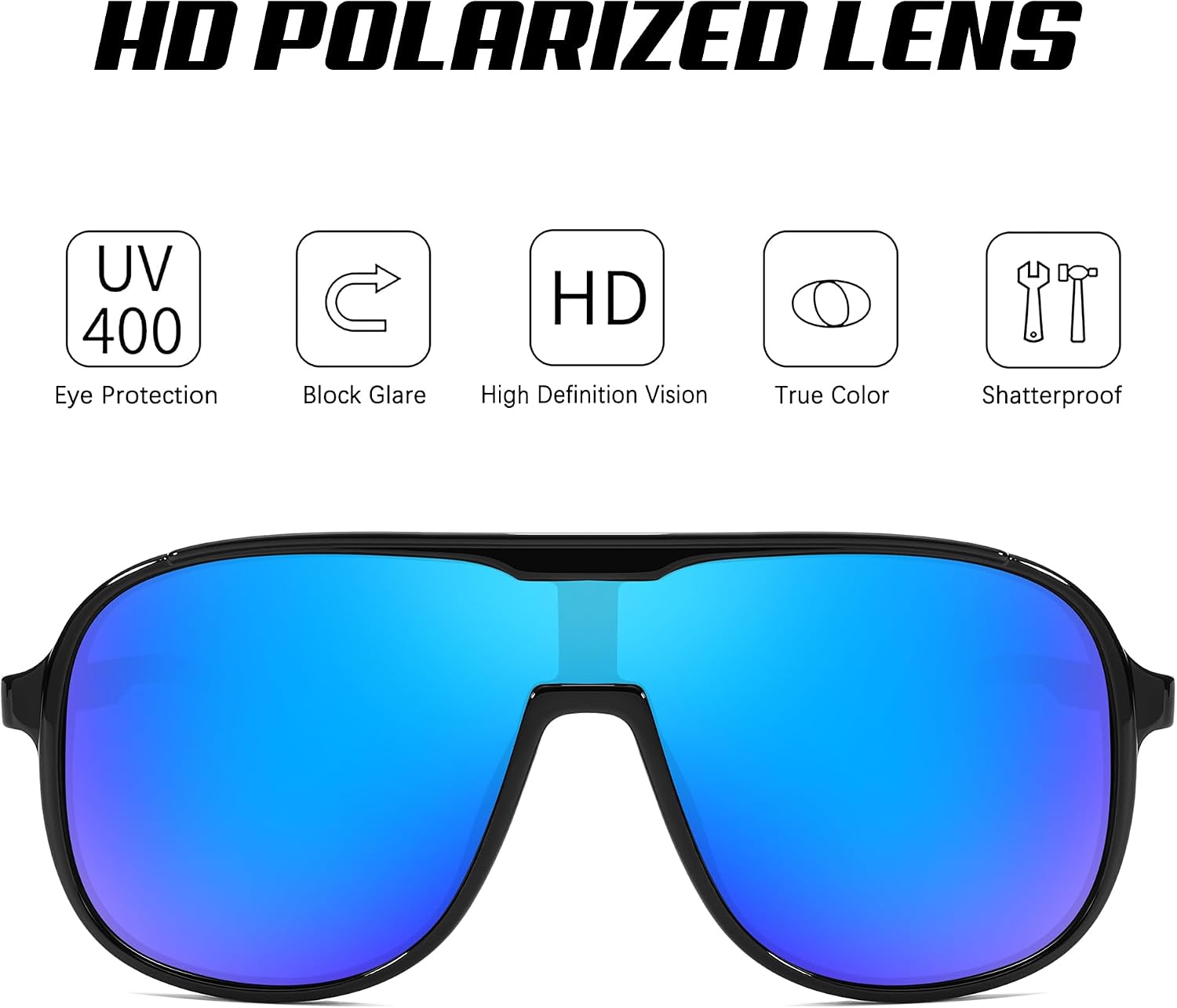 商品图片 6 | B0DSV55WLM | FEISEDY Polarized Sunglasses Men Women Mirrored One Piece Lens B0277
