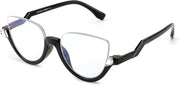Black / 2.0 x | B0CJJ5SM33 | FEISEDY Reading Glasses for Women Fashion Half Frame Cat Eye Glasses Anti Glare Eyeglasses B0067