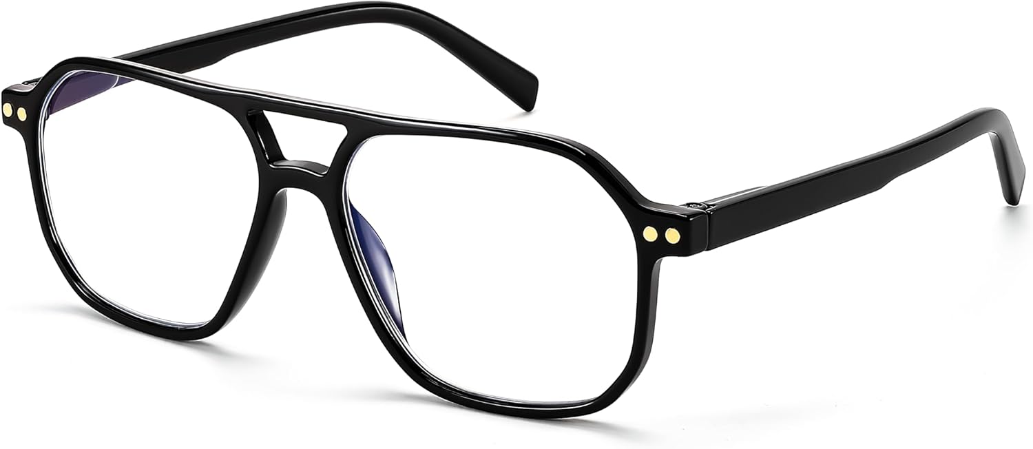 Black / 2.0 x | B0CND5JW5W | FEISEDY Retro Aviator Reading Glasses Square Readers for Women Men B0068 | Spring Hinge, Blue Light Reading Glasses,Stylish reading glasses for men