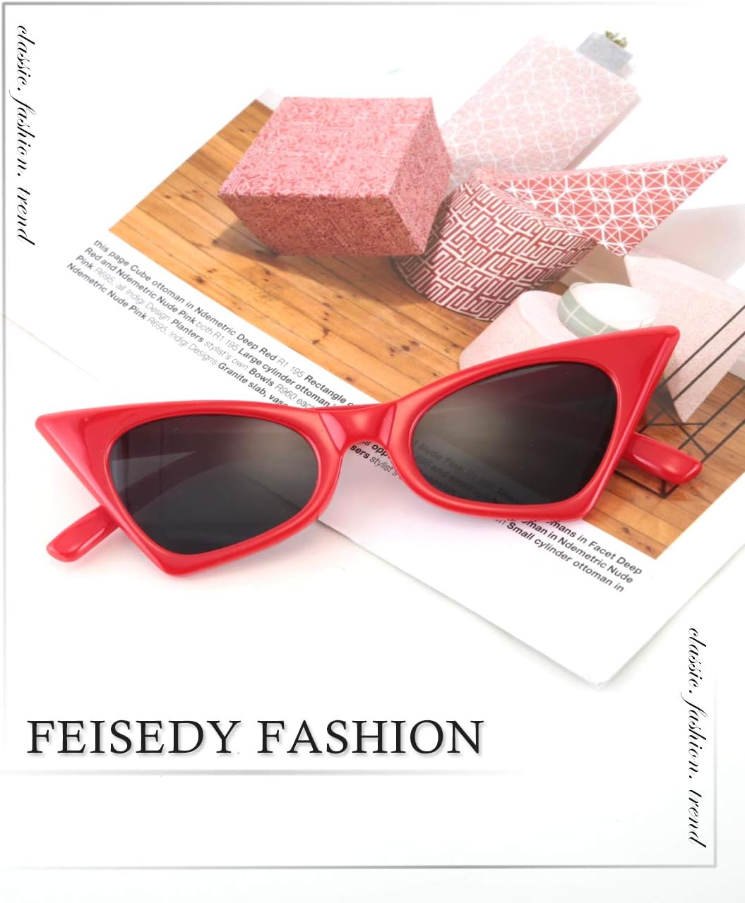 商品图片 104 | B079KYQYT3 | FEISEDY Small Cat Eye Sunglasses Vintage Square Shade Women Eyewear B2291