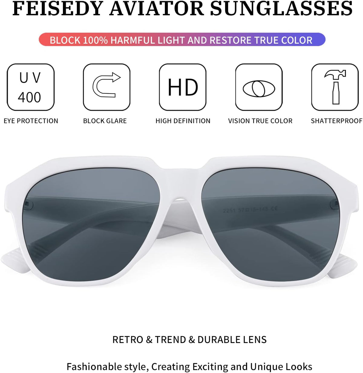 ÉÌƷͼƬ 7 | B09JP27SPD | FEISEDY Women Men Stylish Square 70s Sunglasses Fashion Unisex Shades UV400 Protection B2804