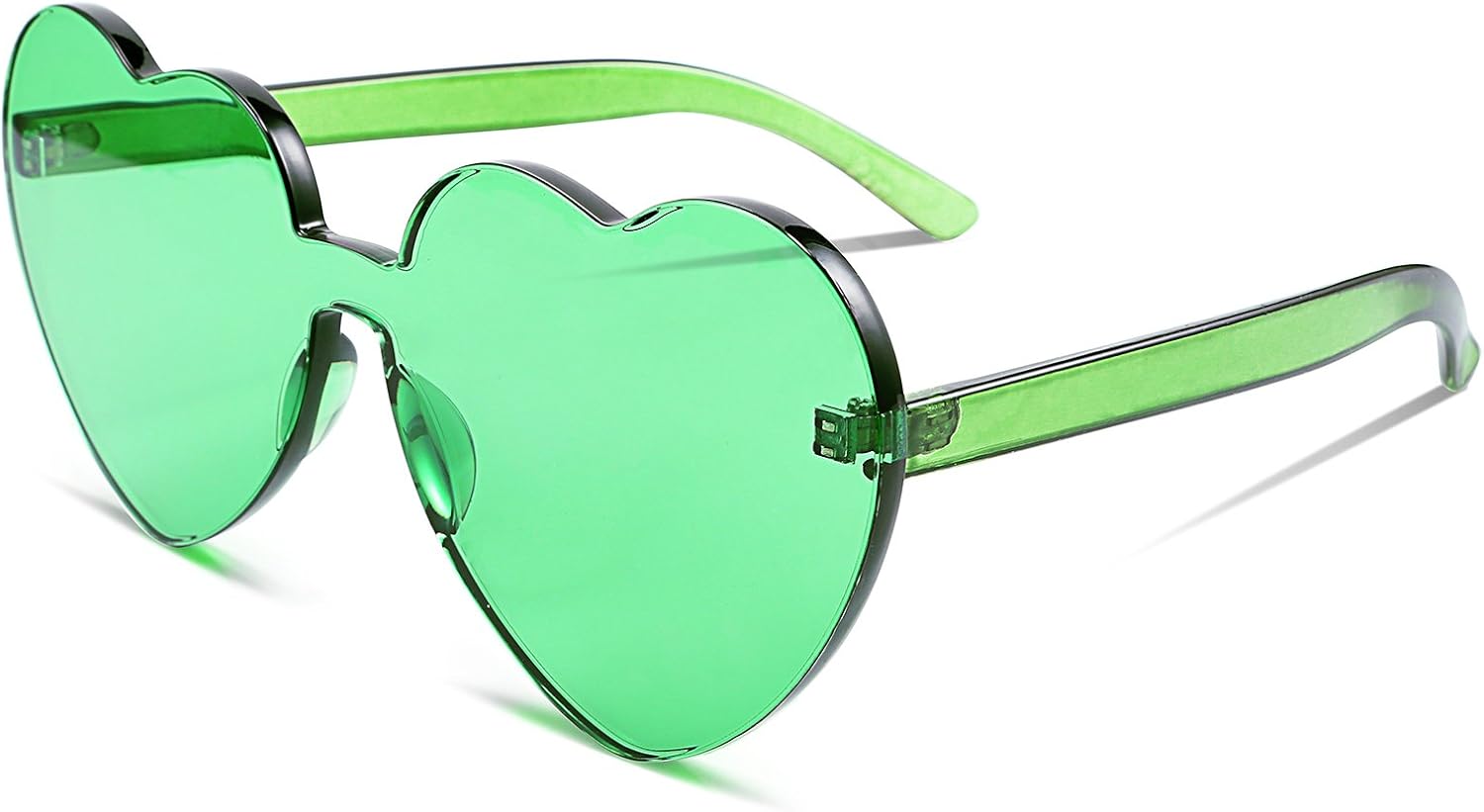 Green | B07BLKHDRH | FEISEDY Thick Heart Sunglasses Rimless Heart Shaped Sun Glasses Women Fashion Love Glasses B2419