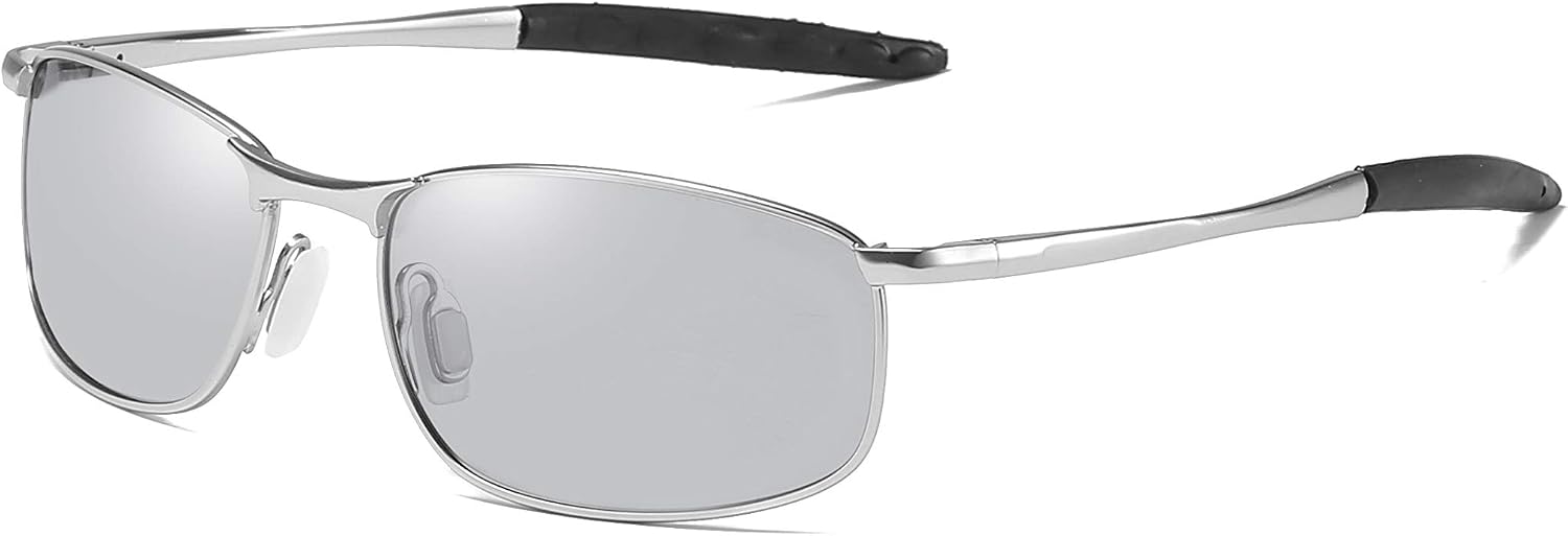 Sliver Photochromic / 58 Millimeters | B07GSPY4D6 | FEISEDY Rectangle Polarized Square Sunglasses for Men Women B2444