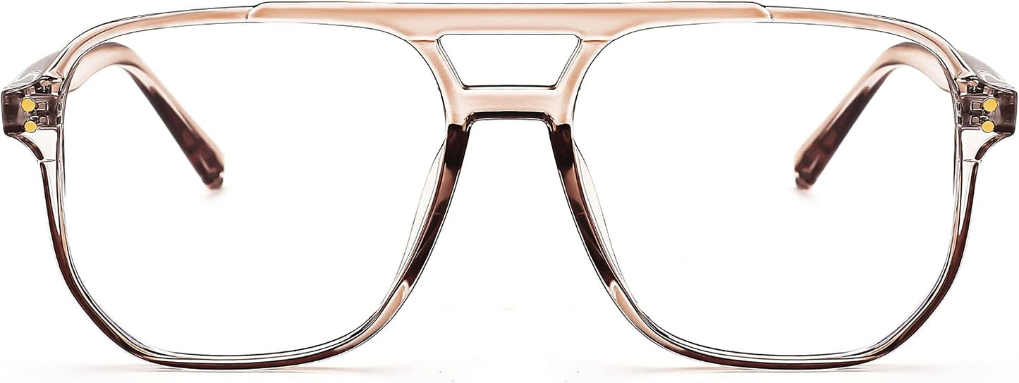 商品图片 34 | B0FWXP3HKW | FEISEDY Fashion Aviator Blue Light Reading Glasses for Woman Men B0318 | Square Pilot Computer Glasses, Anti Eyestrain Glare Readers