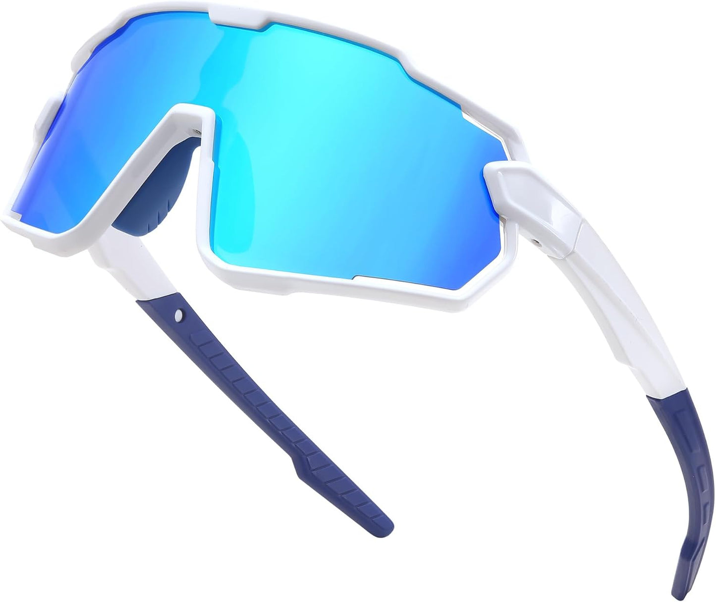 White Frame Blue Mirrored Lens / Small | B0D6XZ67Q2 | FEISEDY Kids Teens Baseball Polarized Sunglasses Lightweight Frame UV400 Sports Cycling Shades for Boys Girls B0190