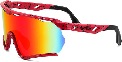 Red / Large | B0FL2D23SR | FEISEDY Sports Sunglasses for Men Women Youth Baseball Cycling Running Softball Biking Glasses B0305