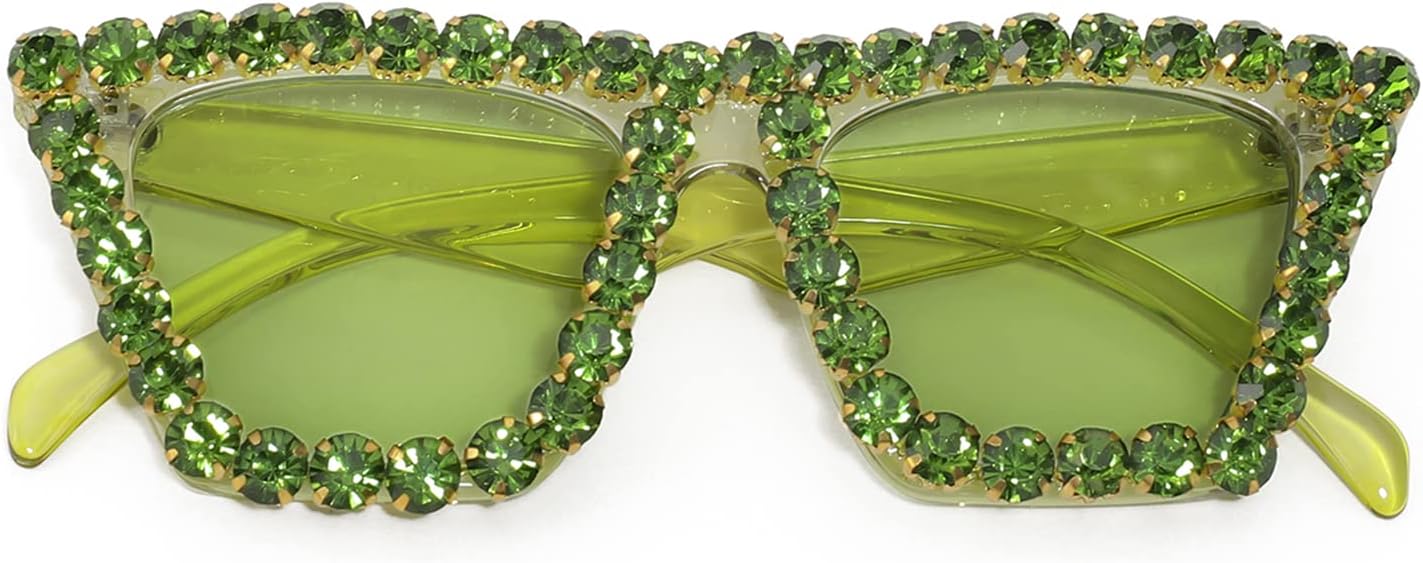 商品图片 3 | B09V7X56D4 | FEISEDY Women Crystal Square Cat Eye Sunglasses Sparkling Trendy Retro Cateye Sunglasses B2898