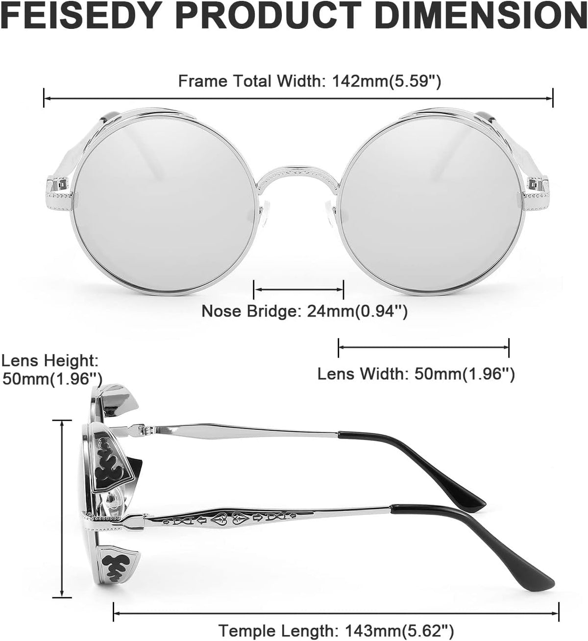 ÉÌƷͼƬ 21 | B0CHLX78KB | FEISEDY Retro Steampunk Sunglasses for Men Women, Round Metal Frame Gothic Vintage Style B2820