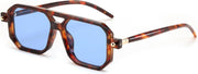 017 Leopard Frame & Blue Lens / 52 Millimeters | B0CYLGR6BQ | FEISEDY Vintage Square 70s Flat Aviator Sunglasses Women Men Classic Retro Stylish Frame UV400 Sunglasses B2622